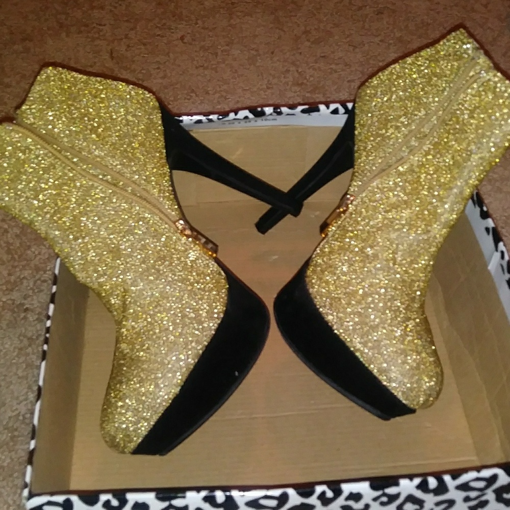 Gold ankle boots